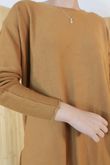 Winnie Ribby Stretch Longline Fine Knit Camel